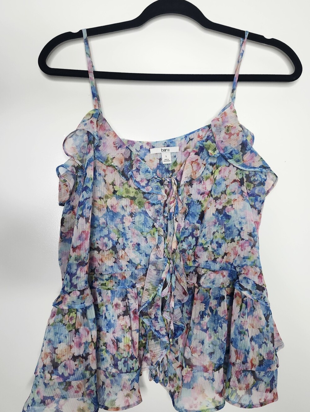 Bar III Floral Ruffle Tie-Front Cami Top in Multi-Color